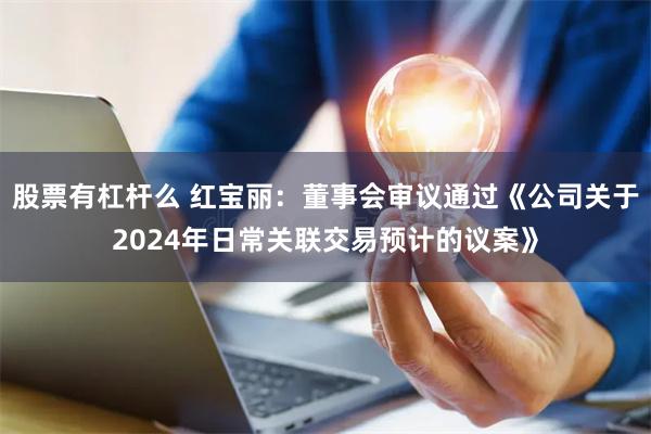 股票有杠杆么 红宝丽：董事会审议通过《公司关于2024年日常关联交易预计的议案》