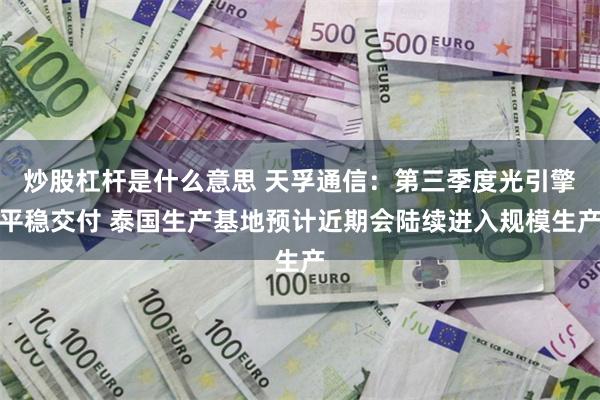 炒股杠杆是什么意思 天孚通信：第三季度光引擎平稳交付 泰国生产基地预计近期会陆续进入规模生产