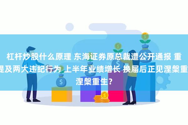 杠杆炒股什么原理 东海证券原总裁遭公开通报 重点提及两大违纪行为 上半年业绩增长 换届后正见涅槃重生？