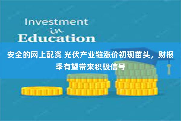 安全的网上配资 光伏产业链涨价初现苗头，财报季有望带来积极信号